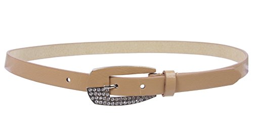 Woman's Rhinestone Patent Leather Skinny Belt2