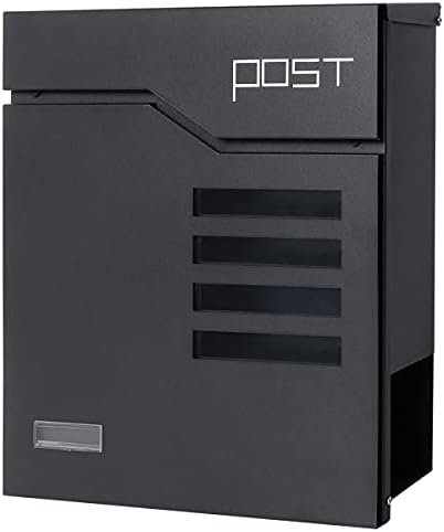 Large Mailbox Wall Mount with Lock, Decaller Modern Mailboxes for Outside, Black, 14.4" x 13" x 4.2"