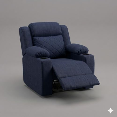 Image of Amazon Brand - Solimo Cosmo | Single Seater Sofa Recliner | Manual Recliner (Velvet Blue) | 1 Year Warranty