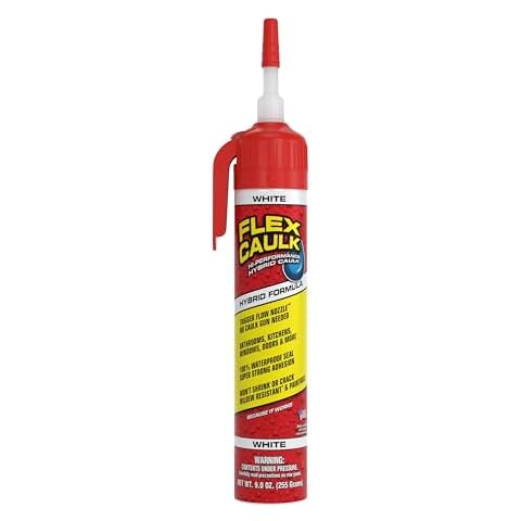 Flex Caulk, Waterproof & Weatherproof Hybrid Polymer Sealant, Strong, Paintable, Indoor, Outdoor, Bath, Shower, Sink, Window, Baseboards, Door, RV, Roof, Wood, Auto & Marine, White, 9 oz, 1-Pack Cover