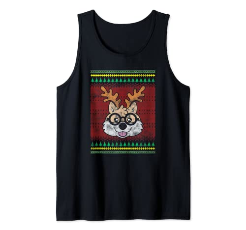 Shiba Inu Lindo Akita Perro Amante Navidad Vacaciones Camiseta sin Mangas