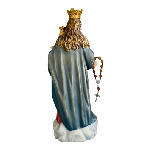 Notre Dame du chapelet 30 cm bois naturel Val Gardena le cadeau de baptême idéal