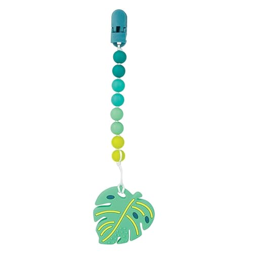 Image of Nuby All Silicone Teether with Bonus Silicone Pacifinder with Clip - 3+ Months, 1pk,Monstera Leaf