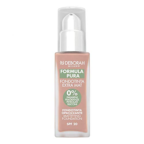 DEBORAHExtra Mat Formula Pura No. 01 Fair SPF20, Paraben Free, with Anti-Sebo and Anti-Shine Active Ingredients for Extra Matte Finish and Minimum Pores