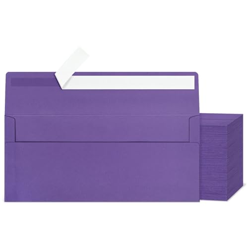 Image of 200 Pcs #10 Purple Envelopes Letter Size Self Seal, Business Envelopes