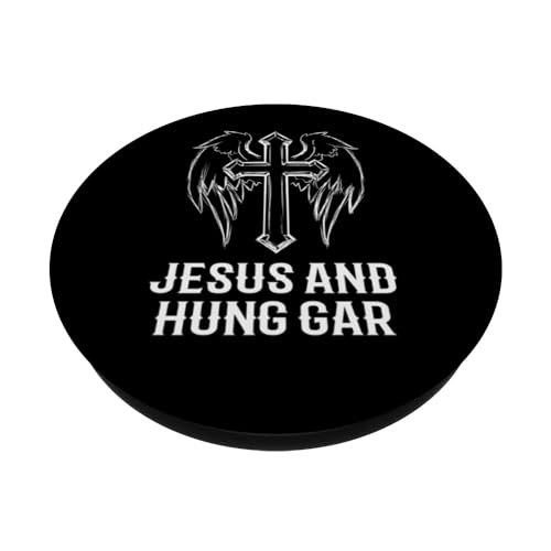 Jesus And Hung Gar! Funny Christian Catholic Hung Gar Design PopSockets Swappable PopGrip, Black - Image 2