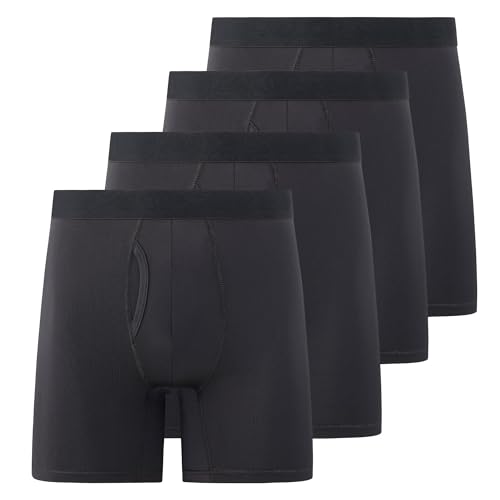 Mens Boxer Briefs Pack of 4 Microfiber Boxers for...