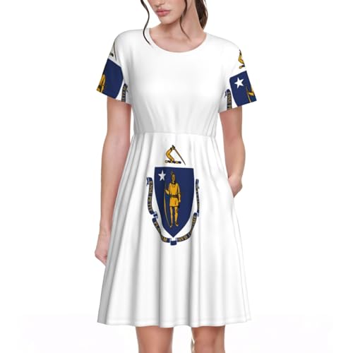 Robe d'été confortable pour femme motif Massachusetts coupe fluide