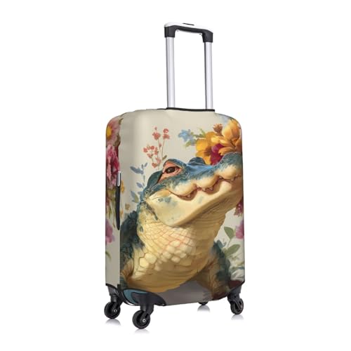Cute Alligator Elastic Travel Luggage Cover, Washable Spandex Suitcase Protector, Anti-Scratch Fits 18-32 Inch3