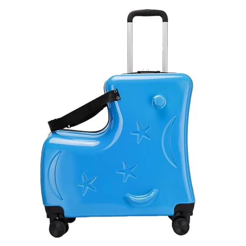 Kids Ride Suitcase, 3-Digit Password Lock Luggage, 20in Travel Trolley - Ride- Luggage with Seat Belts, Pedals, Handlebars, Silent Wheels for Boys, Fun and Secure Travel