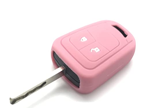 Nordecco - Housse de protection en silicone pour clé, compatible avec Opel Corsa E Astra J, Insignia Adam Meriva Zafira à 2 ou 3 boutons, couleur : rose...