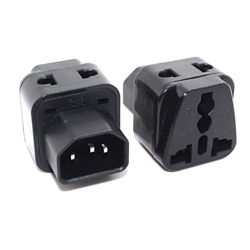 Image of (2 Pack) Toptekits C14 to Nema 5-15R Power Adapter ,IEC C14 to Universal Female AU US UK EU (2in1) Adapter Power Plug /Socket(C14 to Universal)