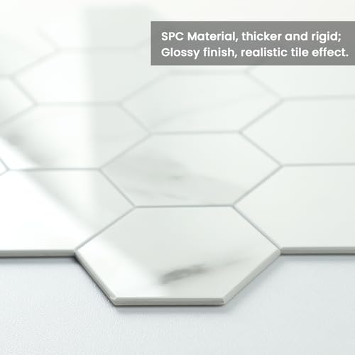 Azulejo hexagonal blanco Carrara para salpicaderas de cocina modernas y luminosas 7
