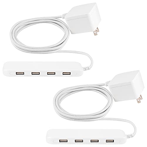 UltraPro Wall Charger, 4 Port USB Charger, 6 Ft Cord, Multi USB Charger Station, Black, 54734