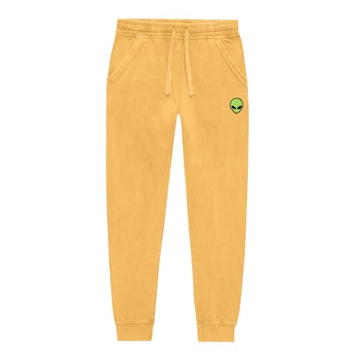 DALIX Alien Embroidered Washed Jogger Pant Soft Fleece Relaxed Fit Lounge Mens
