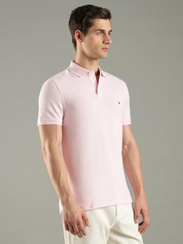 Image of Tommy Hilfiger Solid Regular fit Cotton Polo t-Shirt