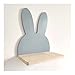 Pływające półki w stylu nordyckim drewniana półka ścienna, dekoracja pokoju dziecięcego dla niemowląt urocze króliki niedźwiedź stojak do przechowywania, pływające półki dekoracja domu organizer półka ścienna do domu biura (kolor: Szary królik)