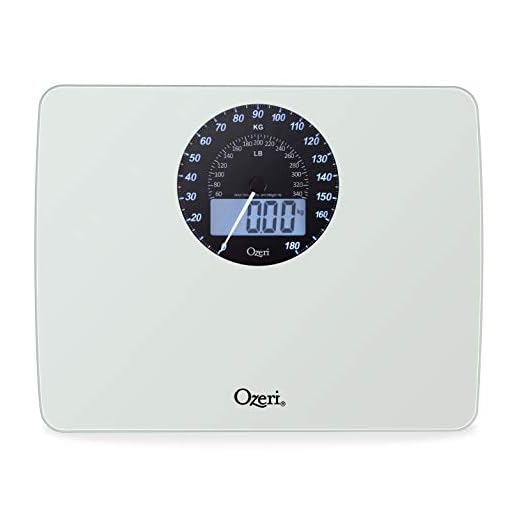 Ozeri Rev Digital Bathroom Scale with Electro-Mechanical Weight Dial, White