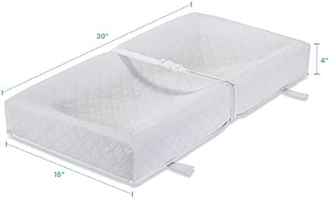 LA Baby 4-Sided Waterproof Diaper Changing Pad, 30" with Easy to Clean Quilted Cover - Made in USA. Non-Skid Bottom, Safety Strap, Fits All Standard Changing Tables/Dresser Tops