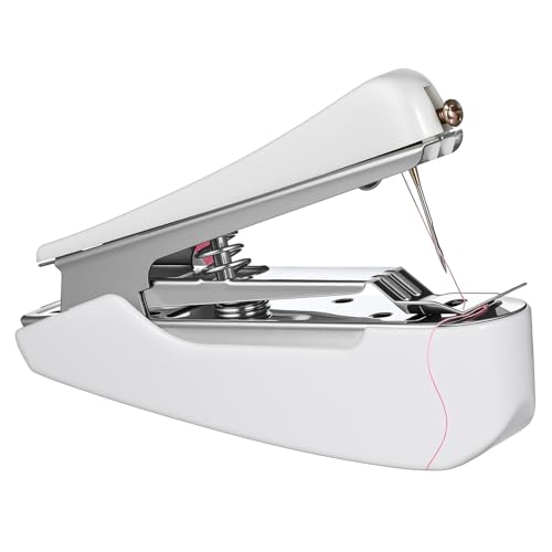 Imagen de ifundom Mini Máquina de Coser Manual Portátil Blanca Herramienta de Costura para Reparaciones y Manualidades Dispositivo Compacto para Uso Doméstico y Viajes Cosido Color Aleatorio