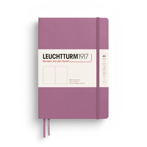 LEUCHTTURM1917 - Notebook Hardcover Medium A5-251 Numbered Pages for Writing and Journaling - Thinking Ahead (Plain Paper, Dusty Rose)