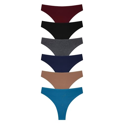 Image of High Waist Thong Women Ribbed Cotton Panties S-4XL Pack 6 | Auithery High Waist Thong Underwear Women Ribbed Cotton Tummy Control Thongs Panties Size S-4XL Pack 6