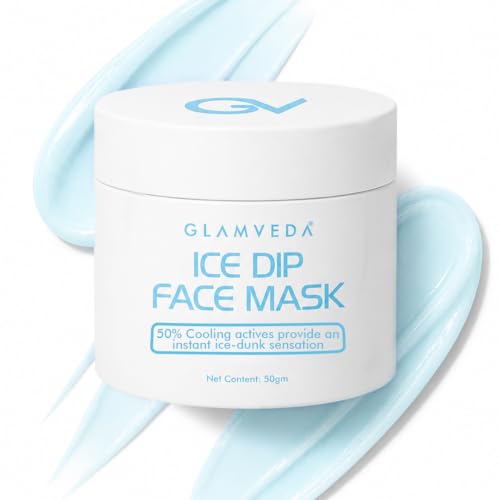 Image of Glamveda Hyaluronic acid Ice Dip Cooling Face Mask | Instant Ice-Dunk Sensation | For Instant Hydration, Skin Tightening & Pore Reduction| Boosts Collagen Production | Skin Brightening face Mask | 50g