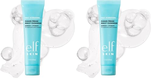 Image of e.l.f. SKIN Holy Hydration! Clean Freak Daily Cleanser Mini, Gentle Hydrating Face Cleanser, Made With Hyaluronic Acid, Vegan & Cruelty-Free, 1 fl oz (Pack of 2)