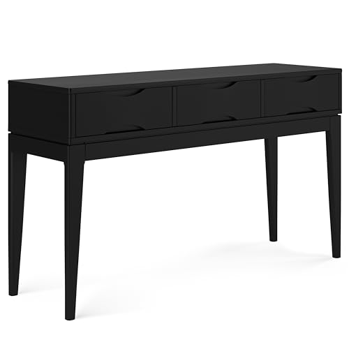 SIMPLIHOME Harper Console Table - 54 Inch Wide Solid Hardwood Sofa Table in Black...