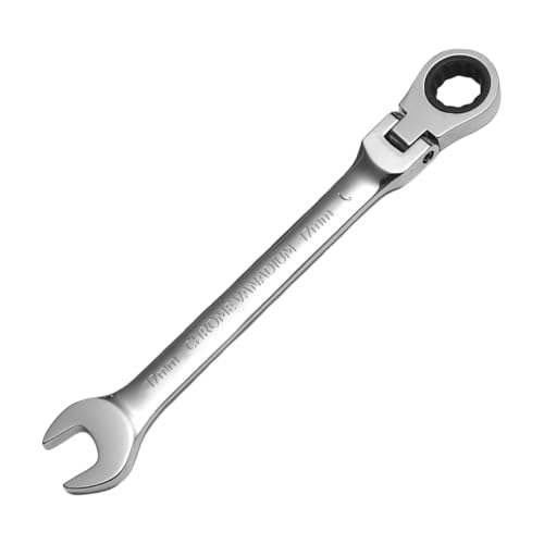 Image of WISEUP Ratchet Wrench 17mm Combination Wrench CR-V Forged Matt Anti-rust Flex Head Ratcheting Wrench Hand Tool