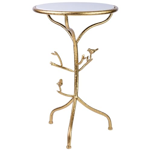 WANDERLUST DECO Mesa Auxiliar de Metal con Superficie de mármol D38x60h cm