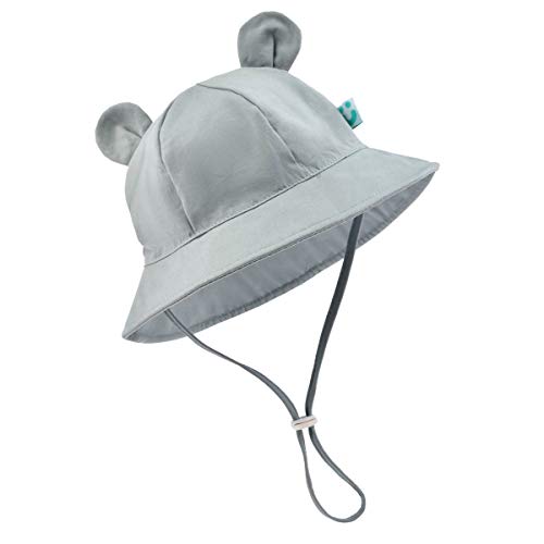 Baby Sun Hat - Infant Kids Boy Girl UPF 50+ Breathable Summer Sun Protection Bucket Hats (Grey, Medium (50CM))