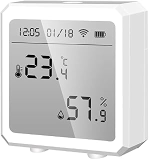 Hands DIY WiFi Hygrometer Thermometer Wireless Temperature Humidity Monitor with App Alerts Indoor Humidity Sensor Compatible with Alexa Google Assistant for Home Greenhouse Cellar(white)