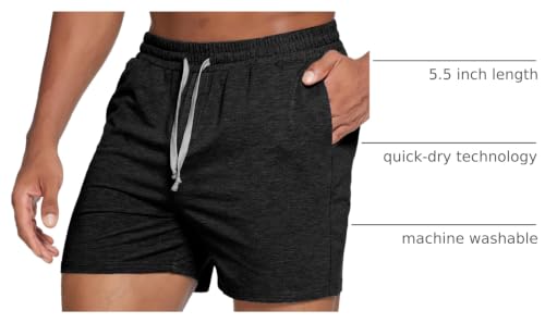 Image of Deyeek 5.5 Inch Mens Pajama Shorts Sleep Cotton Lounge PJ Lightweight Elastic Waist Drawstring Nightwear Bottom with Pockets