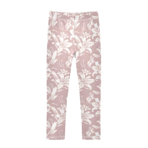 ALAZA Girls' Leggings Children's Yoga Pants Skinny Printed Dance Lily Squirrel Comfortable 4T