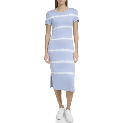 Image of Andrew Marc Women's Short Sleeve Printed Midi Dress with Slits