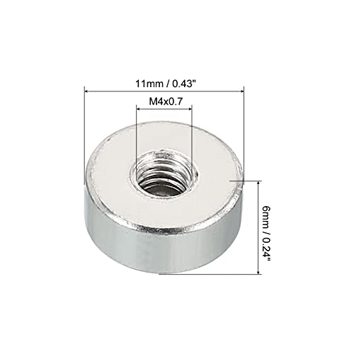 PATIKIL M4 10Pack Hutmutter Zylindermutter Schraube Huteinsatz Schraube Deckel Flach Innengewinde Hardware Steckverbinder Leuchtmittel Silberton