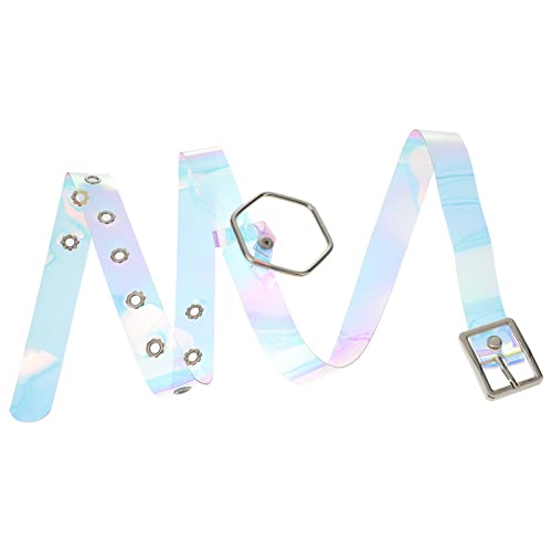 Colorful Waist Belt Transparent Waistband With Square Buckle and Hanging Geometric Ring for Women Ladiess (100cm)