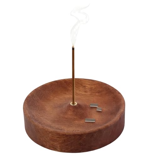Incense Holder, Round Wooden Incense Burner for Meditation Relaxation, Handmade Ebony Wood Incense Stick Holder for Yoga Home Office Decor