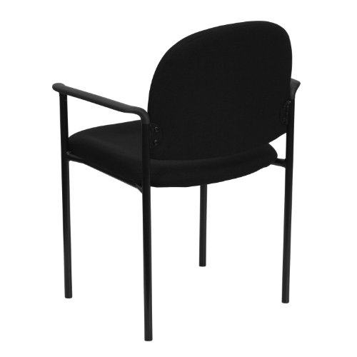 Flash Furniture Tiffany Comfort Black Fabric Stackable Steel Side Reception Chair With Arms #TOP4