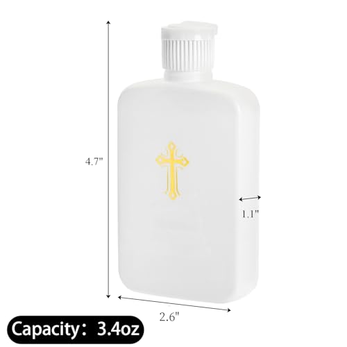 Image of Hiceeden 12 Pack 100ML Water Bottles with Gold Cross Pattern, Plastic Easter Catholic Christian Water Bottle Container, Portable Empty Flask for Easter Party Decor, White (3.4oz)