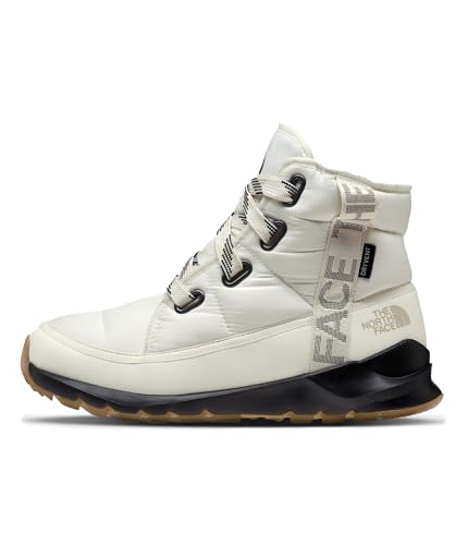 THE NORTH FACE Women's Thermoball Lace Up Luxe Waterproof Boot | Insulated Winter Boots with Collar, Gardenia White/TNF Black, 10