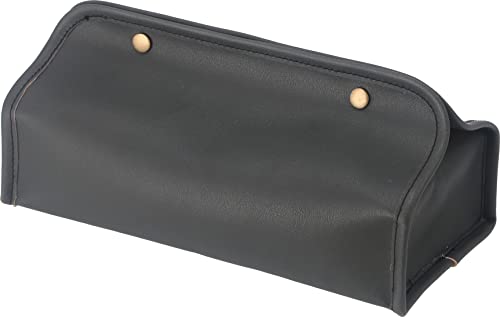 不二貿易 ティッシュケース 幅25.5×奥行12.5×高さ11.2㎝ ブラック レザー調 37805 小型