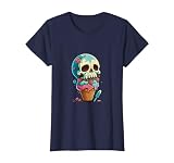 Mexican Skull Eating Ice Cream Print T-Shirt for Men Women