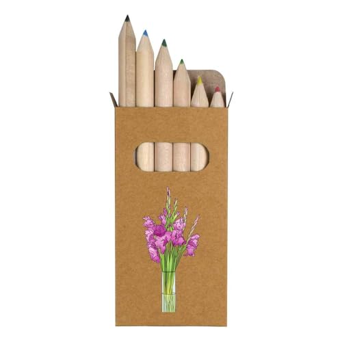 Azeeda 6 x 'Vase Of Gladiolus Flowers' Short 85mm Pencils/Coloured Pencil Set (PE00065834)