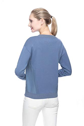 Adory Sweety Pullover For Women Crewneck Long Sleeve Casual Fashion Design Lightweight Knit Spring Knit Sweater Block Asymmetric Blue L #TOP2