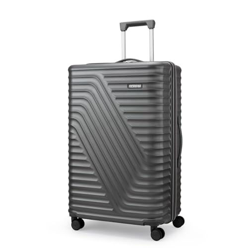Image of American Tourister Travix | Check-in Trolley Bag (77 cm) | 360 8 Wheel Travel Luggage | Hard Case Polycarbonate Suitcase | Recessed Combination Lock | Grey
