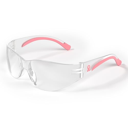 Safety Girl - Eva Series Anti Fog Safety Glasses for Women | Clear Lens with Pink Trim | ANSI Z87.1+ Certified Lightweight UV Safety Glasses | Scratch-Resistant Wraparound Eye Protection | 1 Pack