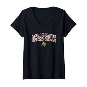 Texas State Bobcats Womens Arch Over Black V-Neck T-Shirt