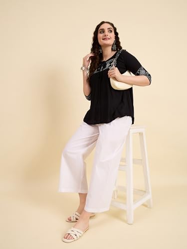 Image of Nermosa Women's Loose Cotton Relaxed Fit Palazzo